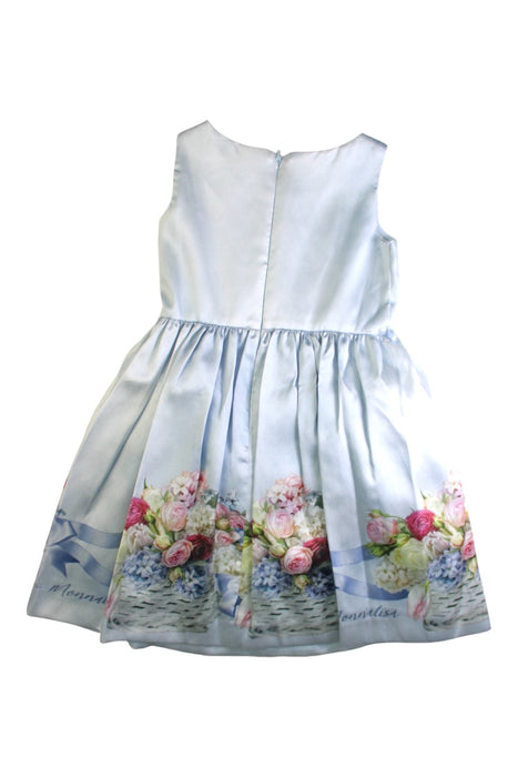A Blue Sleeveless Dresses from Monnalisa in size 6T for girl. (Back View)
