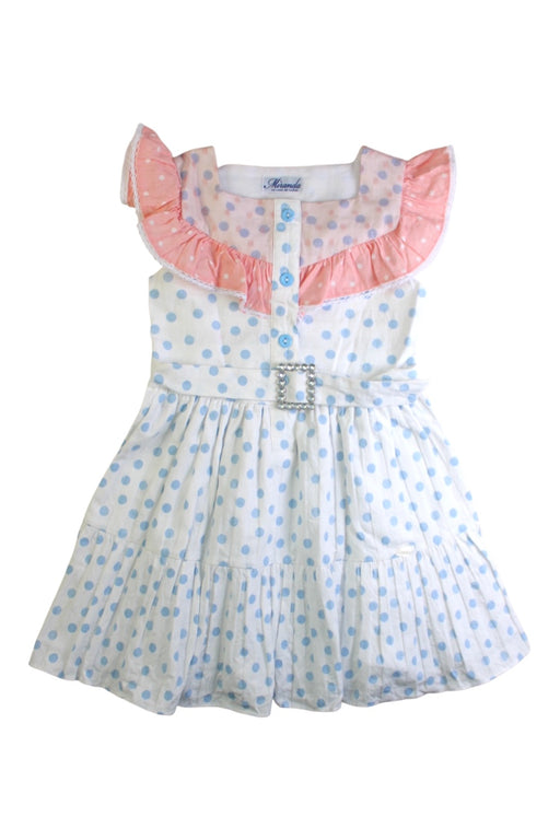 A Blue Sleeveless Dresses from Miranda in size 6T for girl. (Front View)