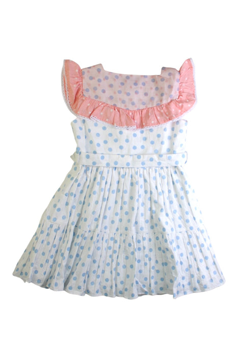 A Blue Sleeveless Dresses from Miranda in size 6T for girl. (Back View)