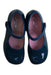 A Blue Dress Shoes from Jacadi in size 3T for girl. (Back View)