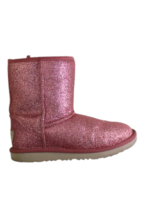 A Pink Booties from UGG in size 7Y for girl. (Front View)