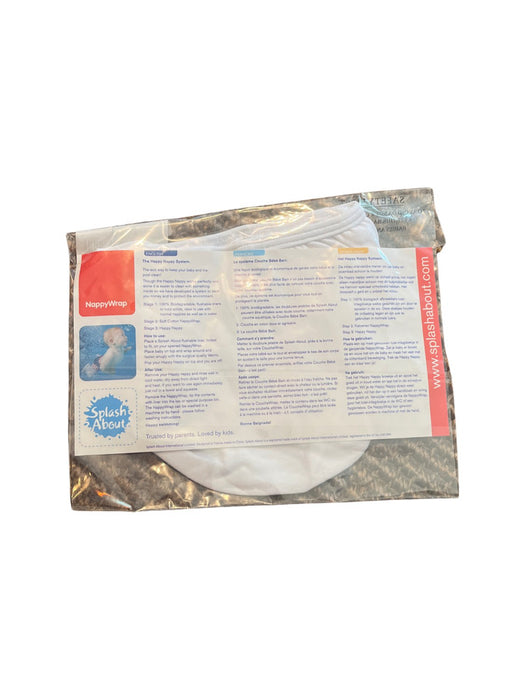 A White Swim Diapers from Splash About in size 3-6M for neutral. (Back View)