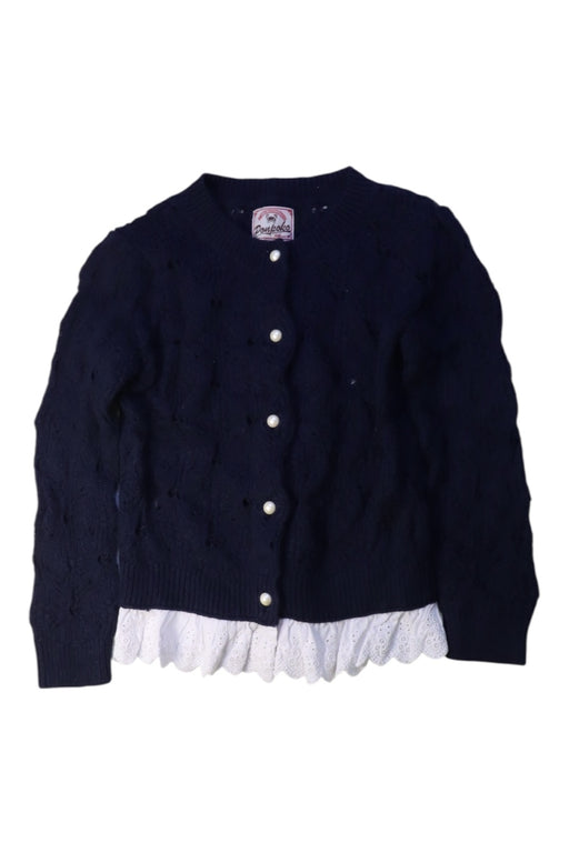 A Navy Cardigans from As Know As Ponpoko in size 5T for girl. (Front View)