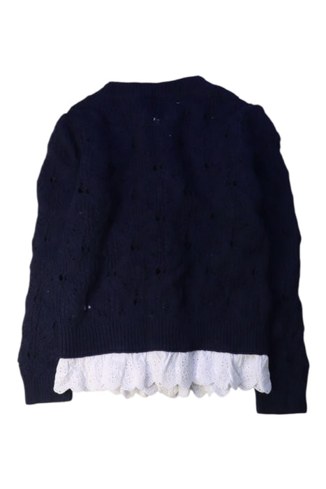 A Navy Cardigans from As Know As Ponpoko in size 5T for girl. (Back View)