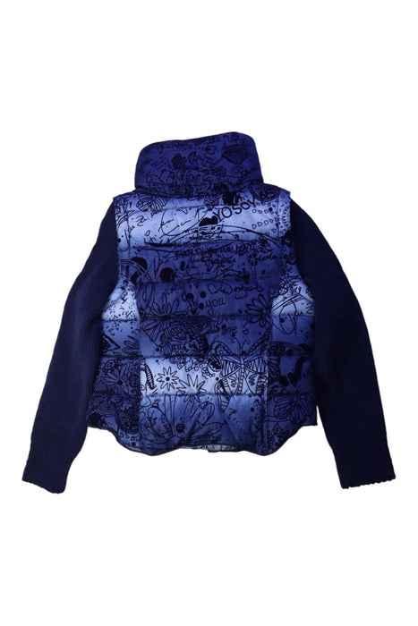 A Blue Puffer/Quilted Jackets from Desigual in size 7Y for girl. (Back View)