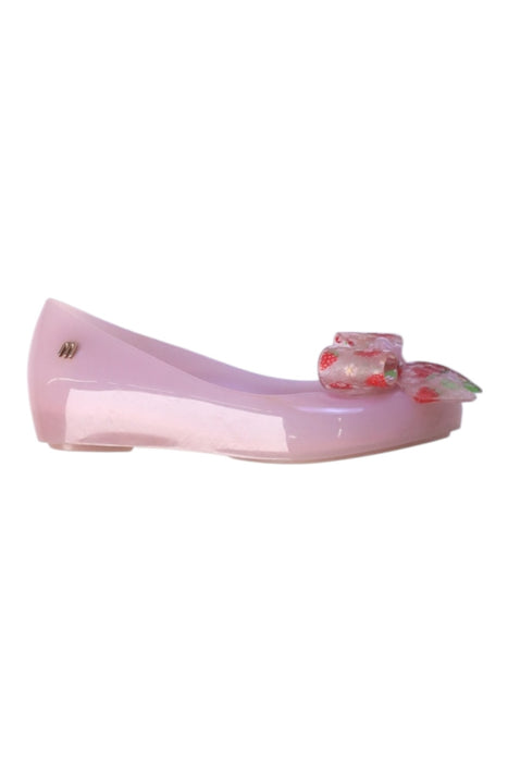 A Pink Flats from Mini Melissa in size 6T for girl. (Front View)