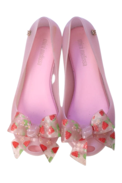 A Pink Flats from Mini Melissa in size 6T for girl. (Back View)