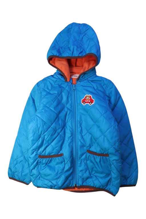 A Blue Puffer/Quilted Jackets from Miki House in size 5T for boy. (Front View)