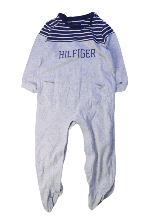A Grey Long Sleeve Rompers from Tommy Hilfiger in size 6-12M for boy. (Front View)