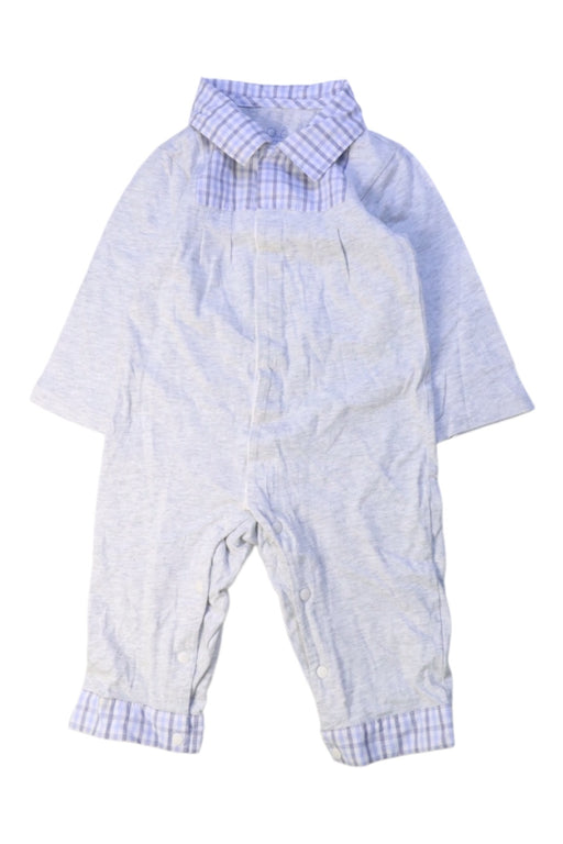 A White Long Sleeve Rompers from Chickeeduck in size 12-18M for boy. (Front View)