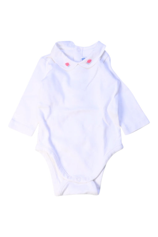 A White Long Sleeve Bodysuits from Jacadi in size 0-3M for girl. (Front View)