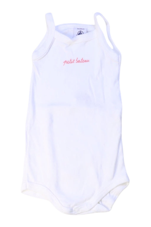 A White Sleeveless Bodysuits from Petit Bateau in size 0-3M for girl. (Front View)