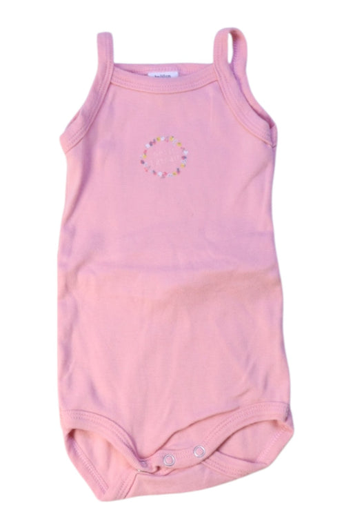 A Pink Sleeveless Bodysuits from Petit Bateau in size 0-3M for girl. (Front View)