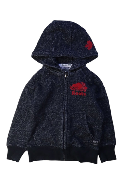 A Black Hooded Sweatshirts from Roots in size 2T for boy. (Front View)