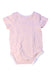 A Pink Short Sleeve Bodysuits from Mori in size 3-6M for girl. (Back View)