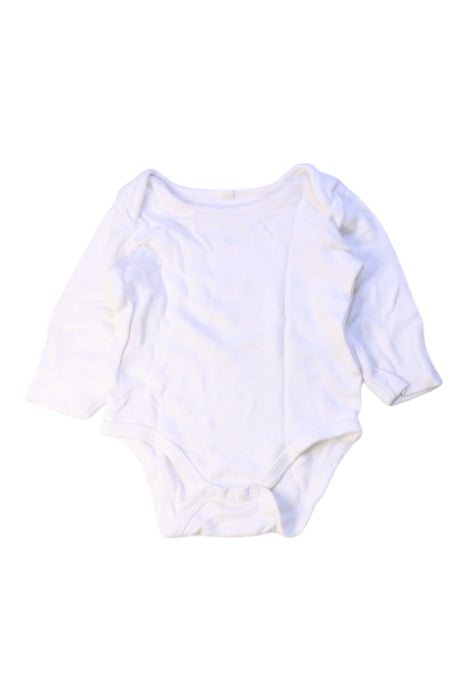 A White Long Sleeve Bodysuits from Mori in size 3-6M for neutral. (Front View)