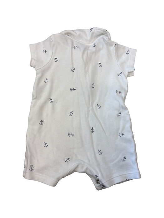 A White Short Sleeve Rompers from The Little White Company in size 3-6M for boy. (Back View)