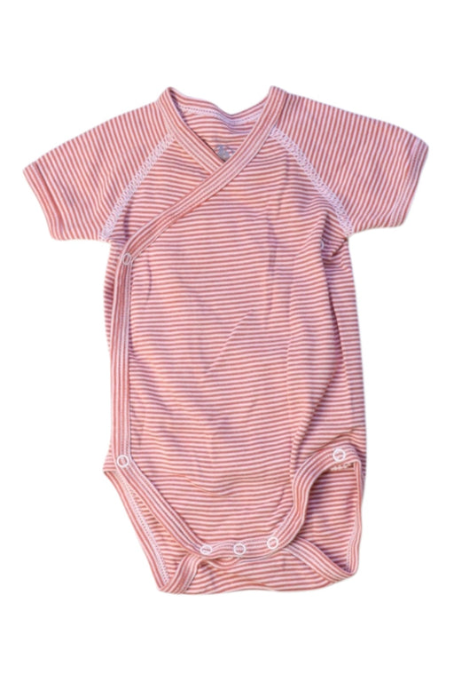 A Pink Short Sleeve Bodysuits from Petit Bateau in size 0-3M for neutral. (Front View)