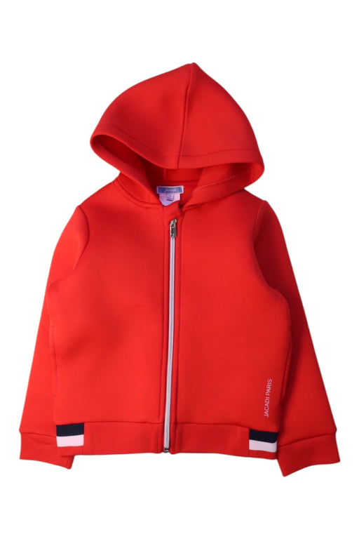 A Red Hooded Sweatshirts from Jacadi in size 4T for boy. (Front View)