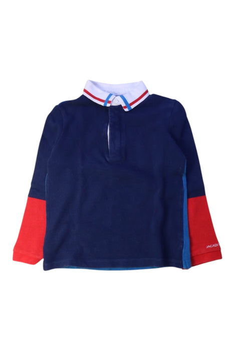 A Navy Long Sleeve Polos from Jacadi in size 6T for boy. (Front View)
