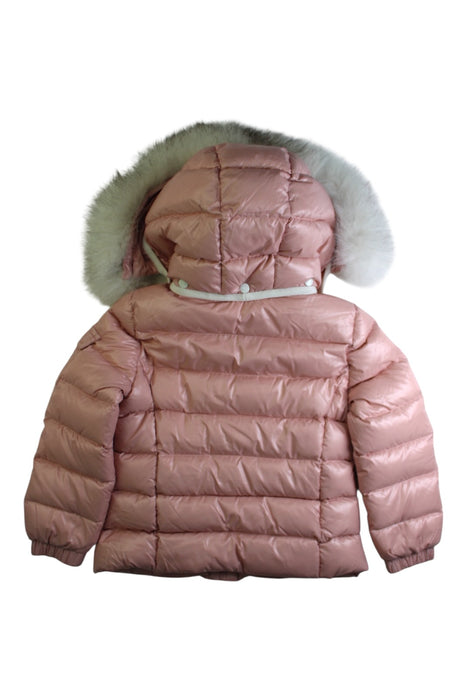 A Pink Puffer/Quilted Coats & Outerwear from Moncler in size 4T for girl. (Back View)