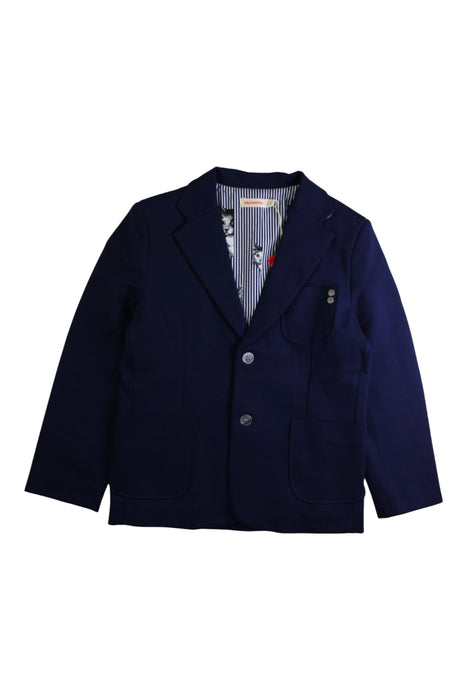 A Navy Blazers from Momonittu in size 10Y for boy. (Front View)
