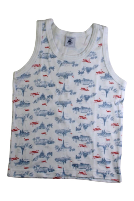 A White Sleeveless Tops from Petit Bateau in size 6T for boy. (Front View)