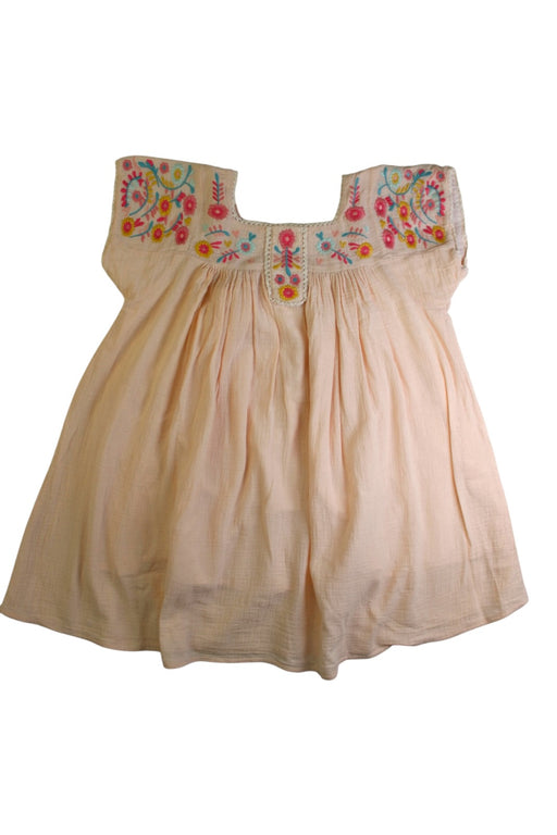 A Peach Short Sleeve Dresses from Louise Misha in size 5T for girl. (Front View)