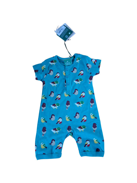 A Green Short Sleeve Rompers from Little Green Radicals in size 6-12M for neutral. (Front View)