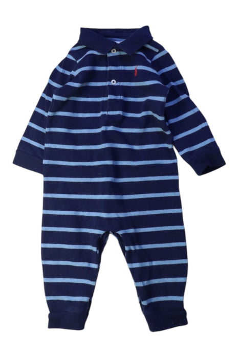 A Navy Long Sleeve Rompers from Ralph Lauren in size 3-6M for boy. (Front View)