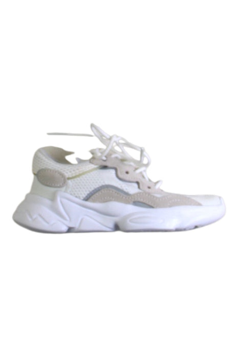 A White Sneakers from Adidas in size 3T for boy. (Front View)