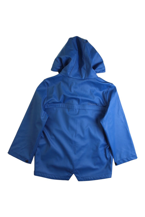 A Blue Rain Jackets from Gosoaky in size 2T for boy. (Back View)