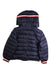 A Navy Puffer/Quilted Jackets from Moncler in size 4T for boy. (Back View)