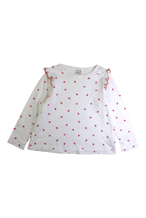 A White Long Sleeve Tops from Petit Main in size 4T for girl. (Front View)
