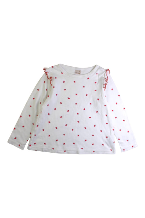 A White Long Sleeve Tops from Petit Main in size 4T for girl. (Front View)