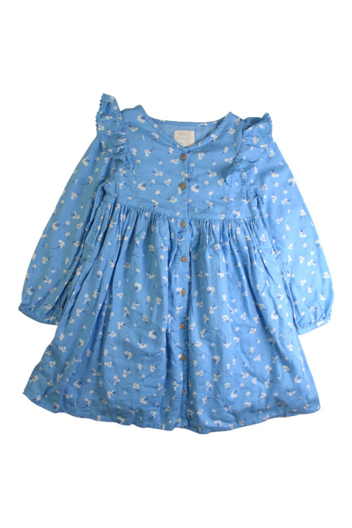 A Blue Long Sleeve Dresses from Mothercare in size 4T for girl. (Front View)