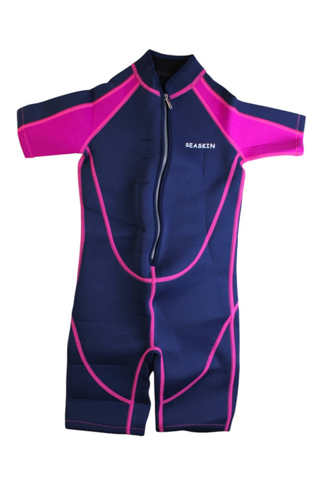 A Navy Wetsuits from Seaskin in size 8Y for neutral. (Front View)