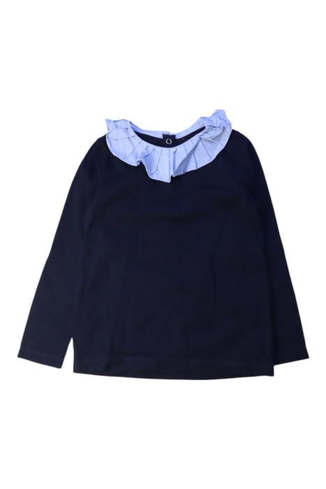 A Navy Long Sleeve Tops from Jacadi in size 4T for girl. (Front View)