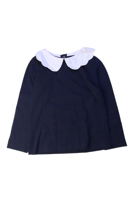 A Navy Long Sleeve Tops from Jacadi in size 4T for girl. (Front View)