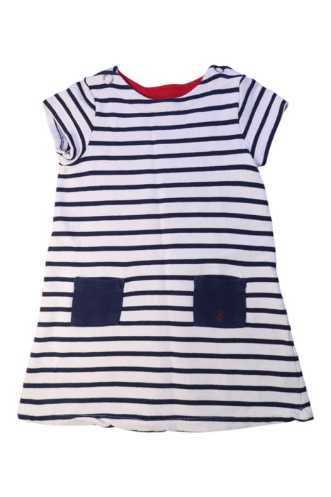 A Navy Short Sleeve Dresses from Petit Bateau in size 5T for girl. (Front View)