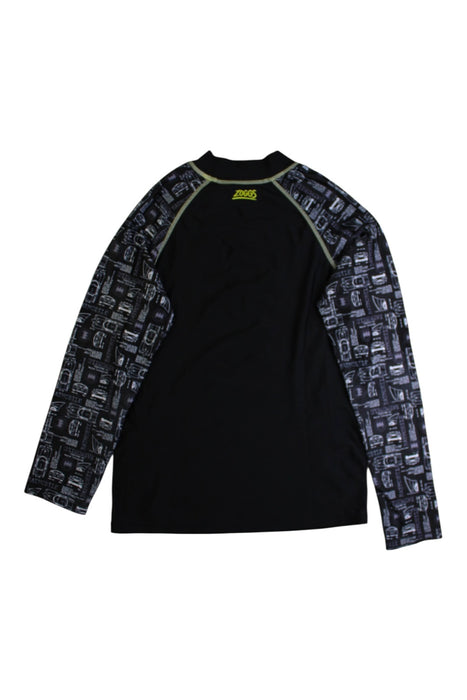 A Black Rash Guards from Zoggs in size 10Y for boy. (Back View)