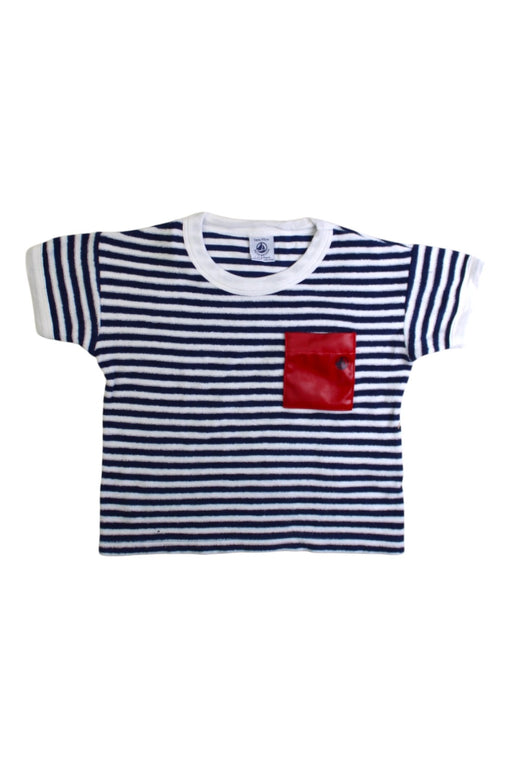 A Navy Short Sleeve T Shirts from Petit Bateau in size 3T for boy. (Front View)