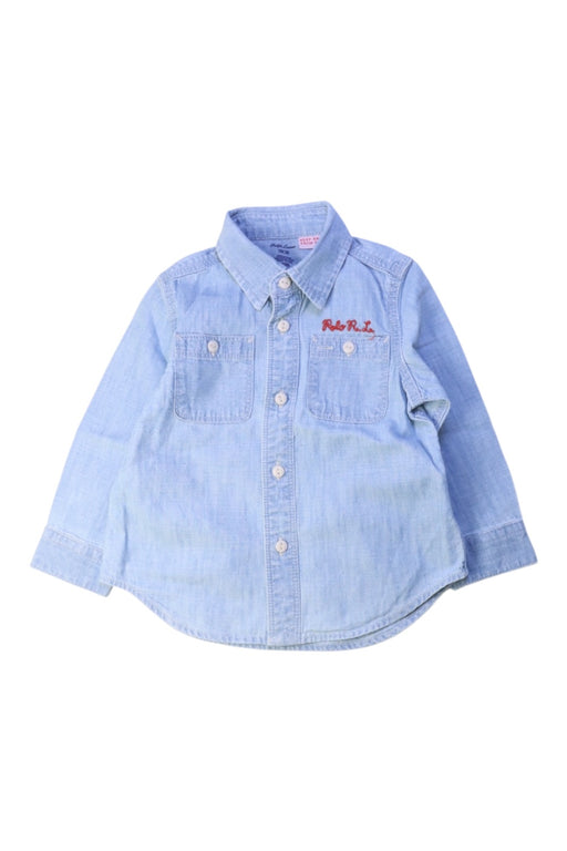 A Blue Long Sleeve Shirts from Ralph Lauren in size 12-18M for boy. (Front View)