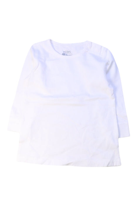 A White Long Sleeve Tops from Mides in size 12-18M for neutral. (Front View)