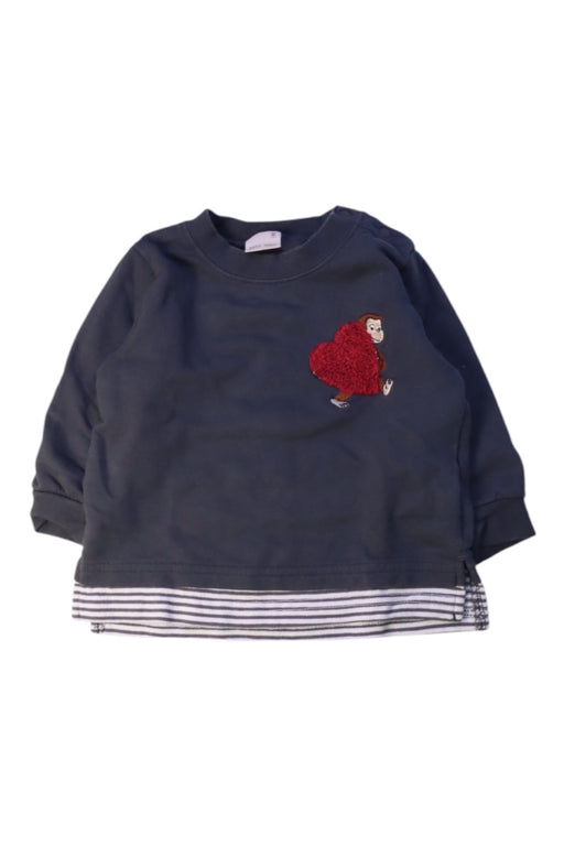 A Navy Crewneck Sweatshirts from Petit Main in size 12-18M for boy. (Front View)
