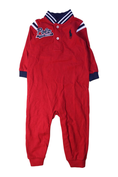 A Red Long Sleeve Rompers from Ralph Lauren in size 6-12M for boy. (Front View)