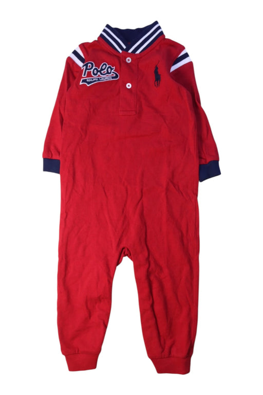 A Red Long Sleeve Rompers from Ralph Lauren in size 6-12M for boy. (Front View)