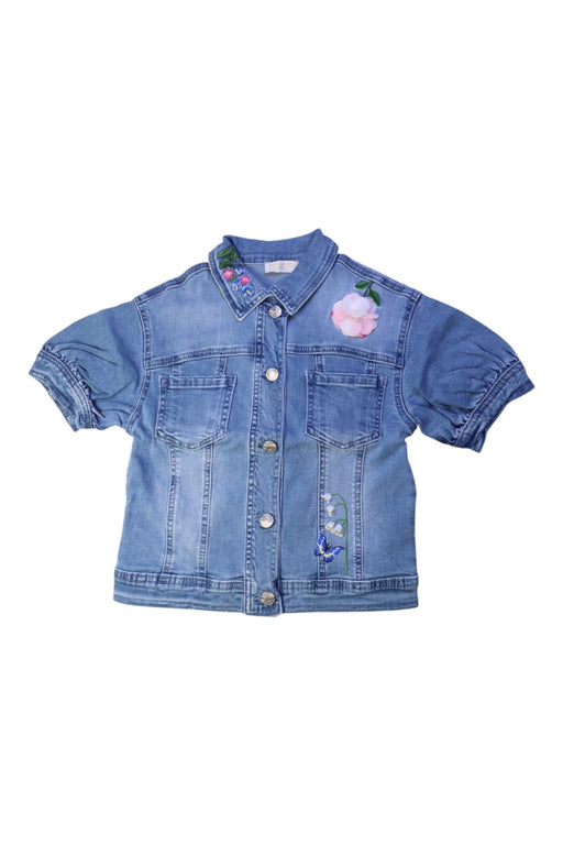 A Blue Lightweight Jackets from Monnalisa in size 8Y for girl. (Front View)