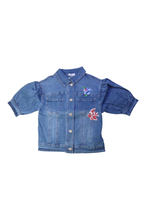 A Blue Lightweight Jackets from Monnalisa in size 8Y for girl. (Front View)