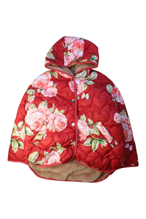 A Red Puffer/Quilted Jackets from Monnalisa in size 8Y for girl. (Front View)